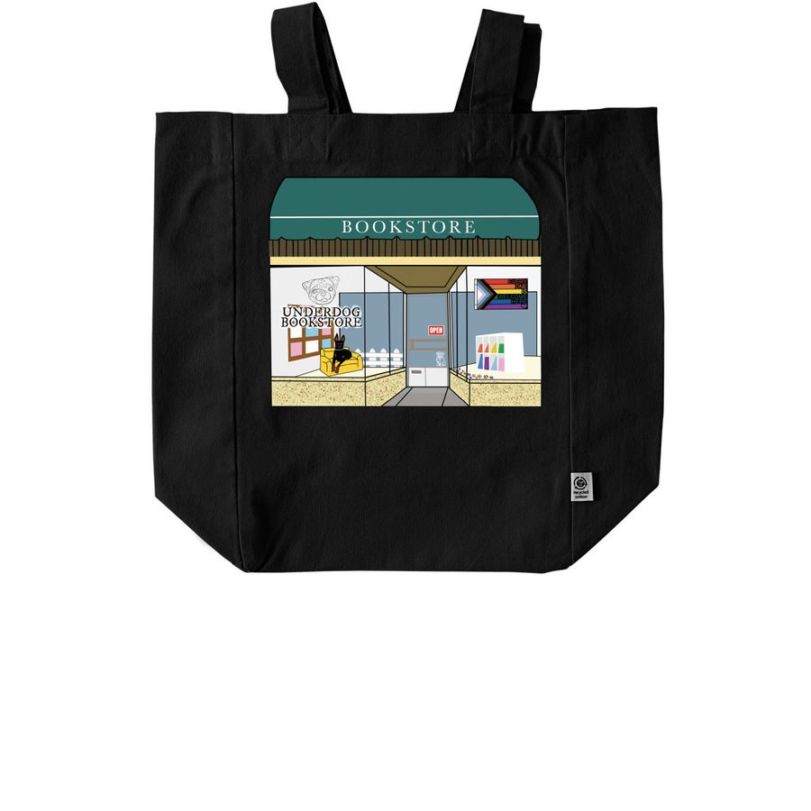 Underdog Bookstore Totes, a Black Recycled Cotton Tote Bag