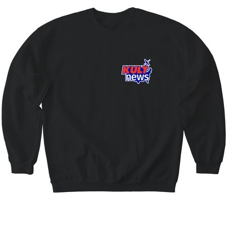 KULT News "Stickered", a Black Softstyle Crewneck Sweatshirt