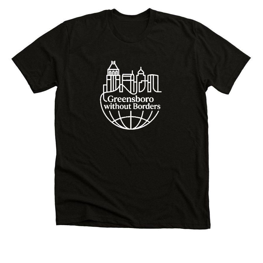 Greensboro without Borders, a Black Heather Premium Unisex Tee