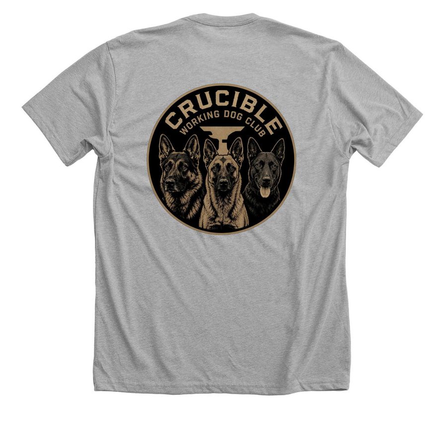 Crucible working dog club&nbsp;, a Athletic Heather Premium Unisex Tee (back-view)