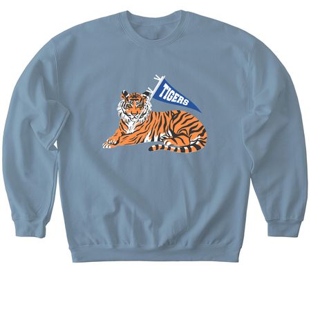 Tiger Pennant Shirts, a Stone Blue Softstyle Crewneck Sweatshirt