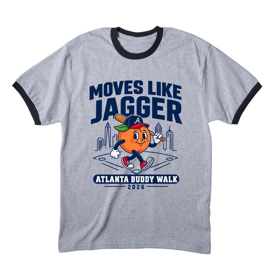 Moves Like Jagger Buddy Walk 2026, a Athletic Heather/ Jet Black Cotton Ringer Tee