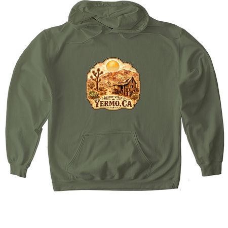 Desert Vibes, a Military Green Gildan Softstyle Pullover Hoodie