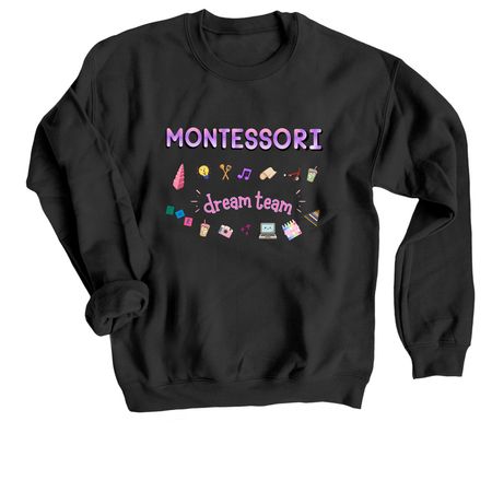 Montessori Team Tee V2, a Black Crewneck Sweatshirt