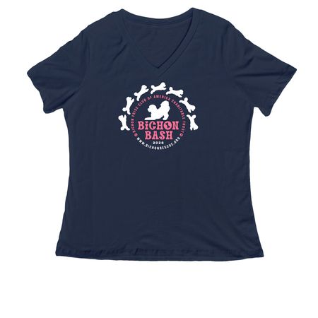 BFCACT Bichon Bash 2026 - pink, a Navy Women's Relaxed V-Neck Tee