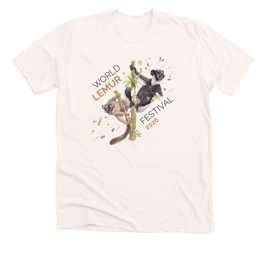 2026 World Lemur Festival Shirts, a Heather Natural Premium Unisex Tee