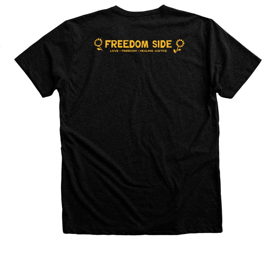 FSS Logo ? Yellow, a Black Heather Premium Unisex Tee (back-view)