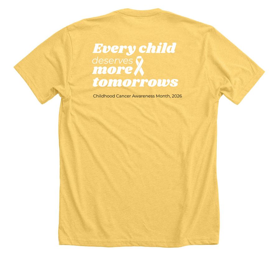 Childhood Cancer Awareness Month (2026), a Heather Yellow Gold Premium Unisex Tee (back-view)