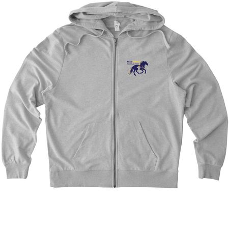 Reed Riding Instruction-Slogan, a Granite Grey Heather Allmade Organic French Terry Zip Up Hoodie