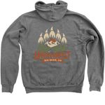 AdventurFest Tshirt, a Deep Heather Zip Up Hoodie (back-view)