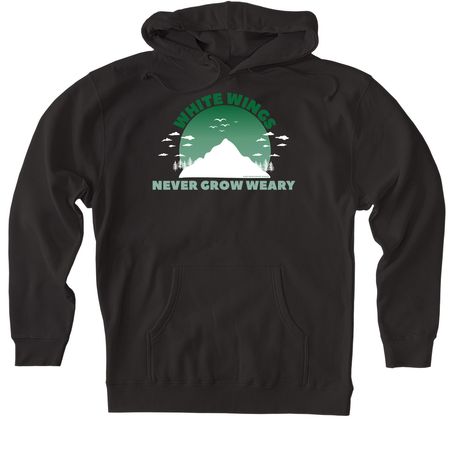 White Wings, a Black Heavyweight Pullover Hoodie