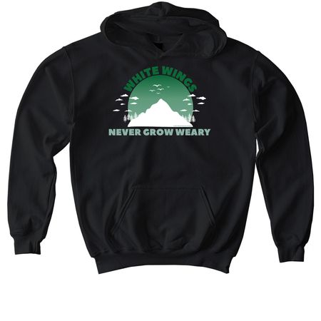White Wings, a Black Softstyle Youth Pullover Hoodie