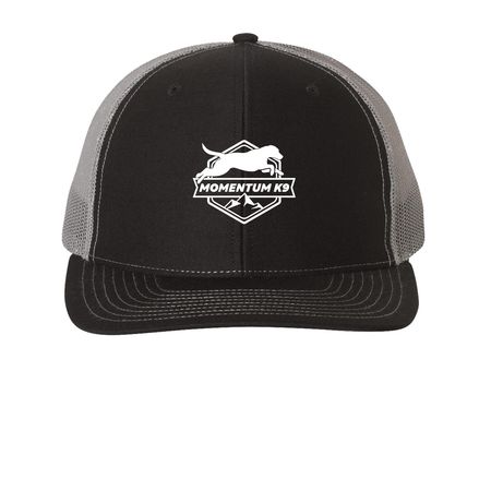 Momentum K9 | Wear the Work, a Black/ Charcoal Printed Snapback Trucker Cap