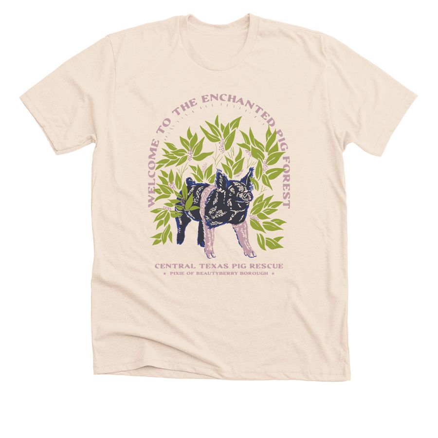 Welcome to the Enchanted Pig Forest, a Heather Soft Cream Premium Unisex Tee