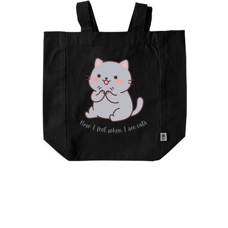 How cats make me feel, a Black Recycled Cotton Tote Bag