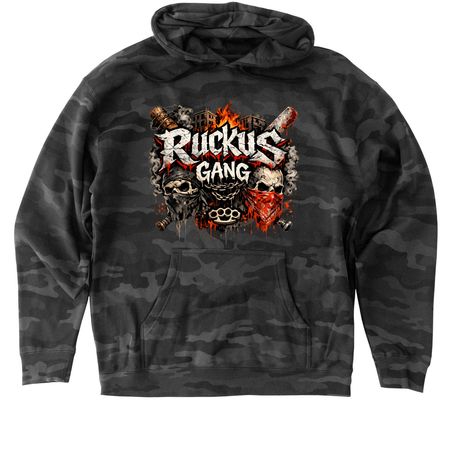 The Return of the Ruckus, a Black Camo Heavyweight Camo Pullover Hoodie