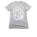 Double Logo WITHOUT Fight Song on Back, a Dark Heather Grey Women's Slim Fit Tee
