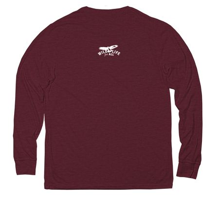 Organize For The Wild, a Vino Red Allmade Eco Triblend Long Sleeve Tee (back-view)