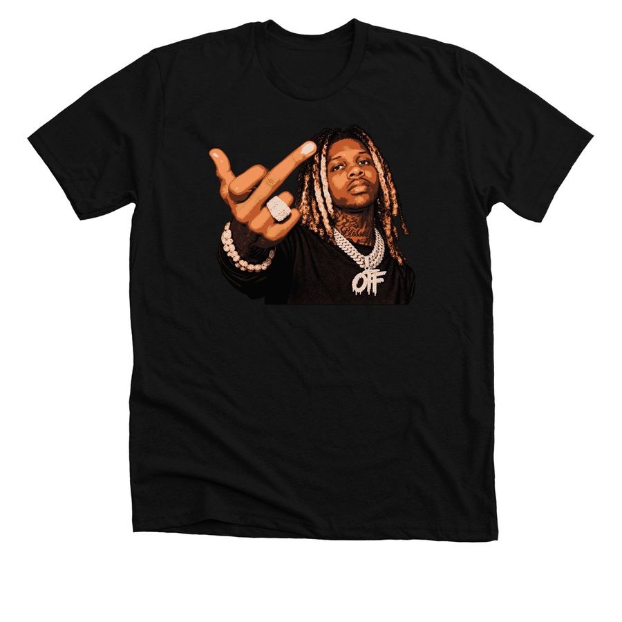 Lil Durk Rapper Middle Finger Picture Collage, a Solid Black Blend Premium Unisex Tee