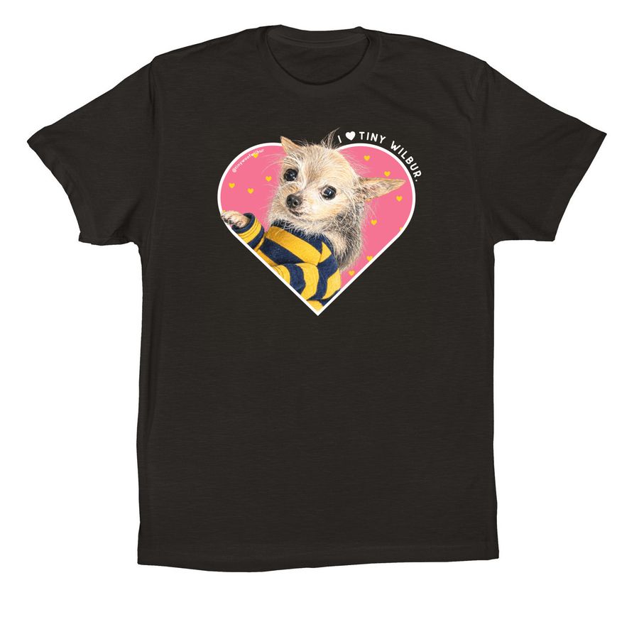 I Heart Tiny Wilbur, a Black Premium Cotton Tee