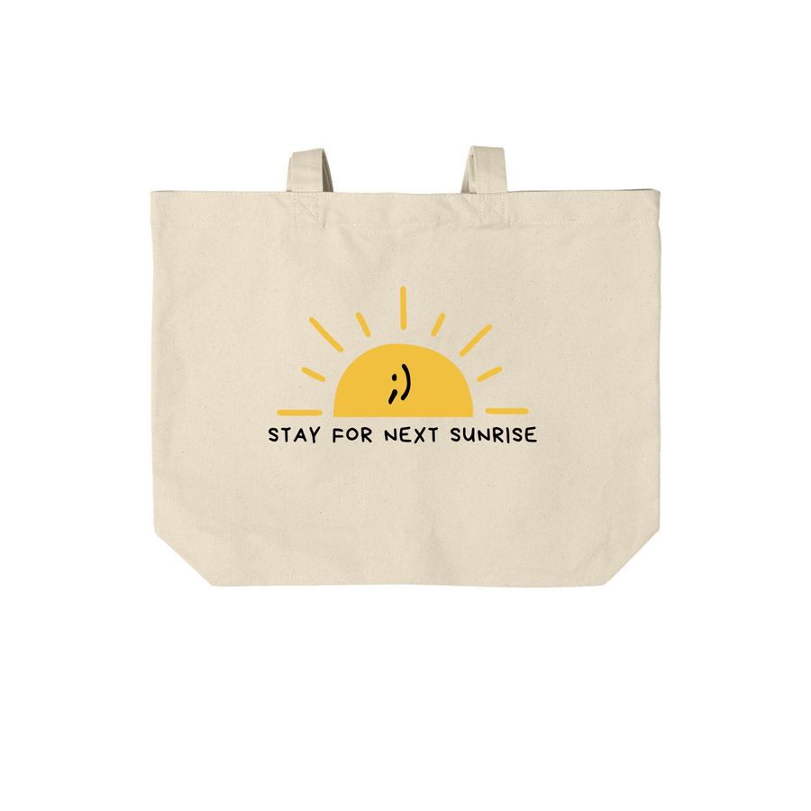 Stay for Next Sunrise Tote, a Natural Cotton Canvas Tote Bag