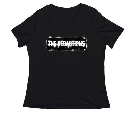 The Redactions Ladies Band Tee I, a Black Women's Relaxed V-Neck Tee
