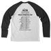 Library Groupie, a Space Black/ Bright White Allmade Eco Triblend Colorblock Raglan Long Sleeve Tee (back-view)