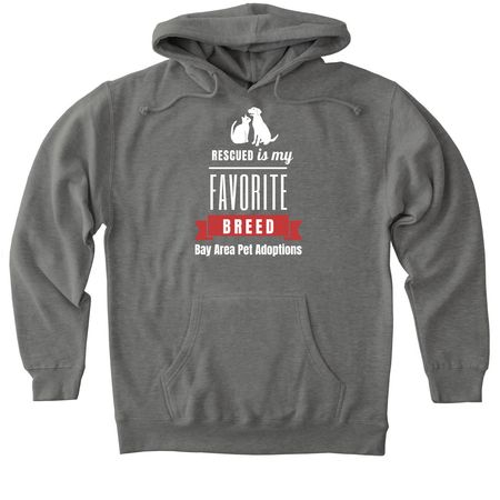 Rescued is my Favorite Breed, a Gunmetal Heather Heavyweight Pullover Hoodie
