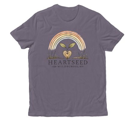 Stencil logo, a Cosmic Purple Allmade Organic Cotton Unisex Tee