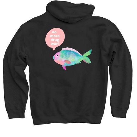 no more drug war sweatshirt, a Black Pullover Hoodie (back-view)