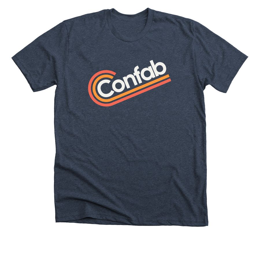 Confab 2023, a Heather Midnight Navy Premium Unisex Tee