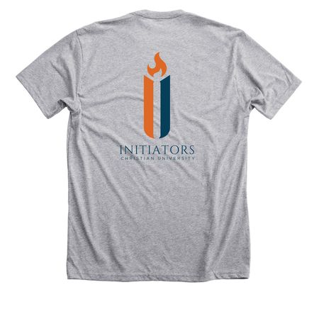 "Prepare 2 Lead: ICU Leadership Initiative", a Athletic Heather Premium Unisex Tee (back-view)