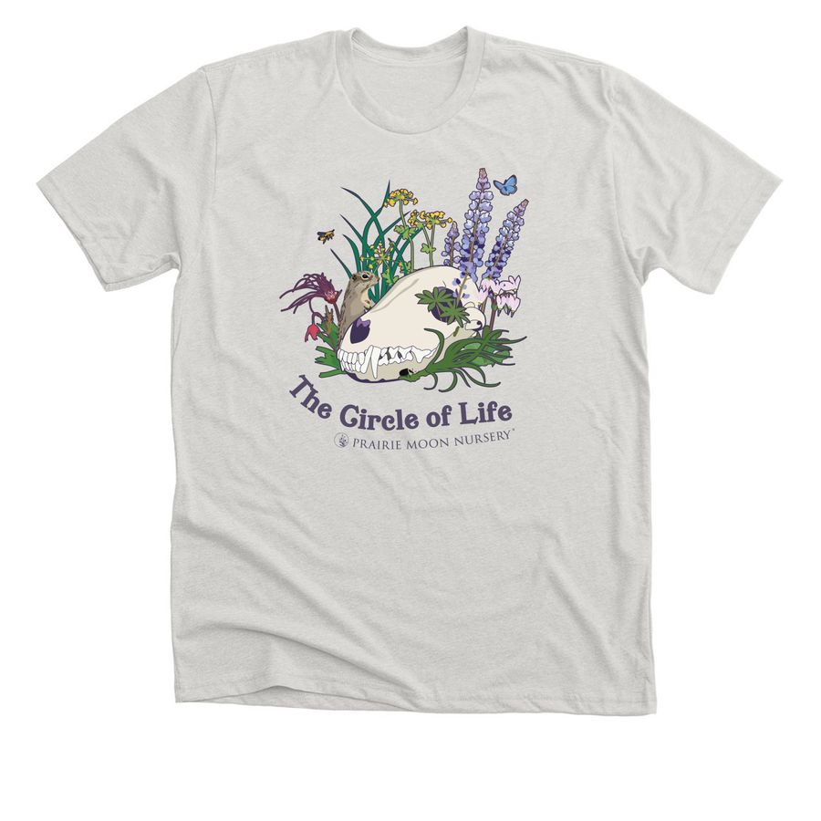 Circle of Life: Lupine & Skull (color), a Heather Cement Premium Unisex Tee