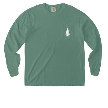Creeker Tee, a Light Green Comfort Colors Long Sleeve Pocket Tee