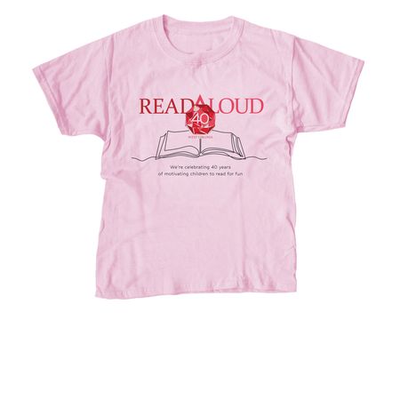 Read Aloud West Virginia, a Light Pink Youth Unisex Tee