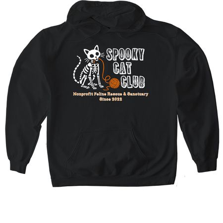 SPOOKY CAT CLUB 2026, a Black Gildan Softstyle Pullover Hoodie