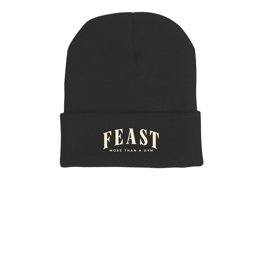 FEAST Beanie, a Black Printed Cuffed Beanie