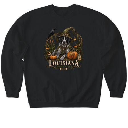 The Louisiana Swamp Witch, a Black Softstyle Crewneck Sweatshirt