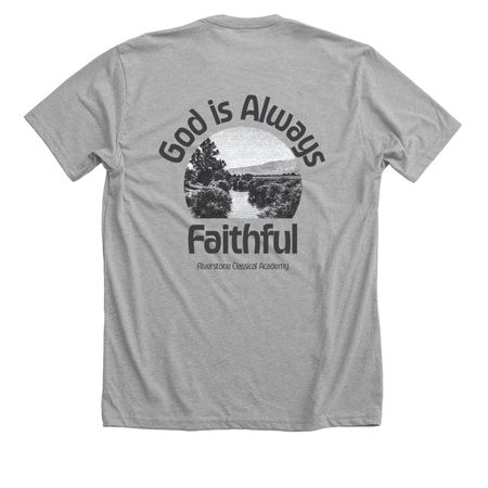 God is Faithful T shirt, a Athletic Heather Premium Unisex Tee (back-view)