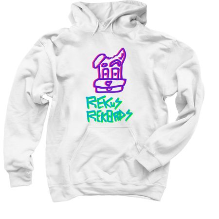 Rekus Rekords Music, a White Pullover Hoodie