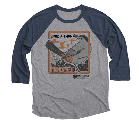 Bird-a-Thon 2026, a Vintage Navy and Premium Heather 3/4 Sleeve Baseball Tee