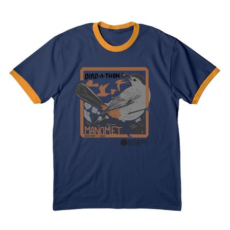Bird-a-Thon 2026, a Navy/ Gold Cotton Ringer Tee