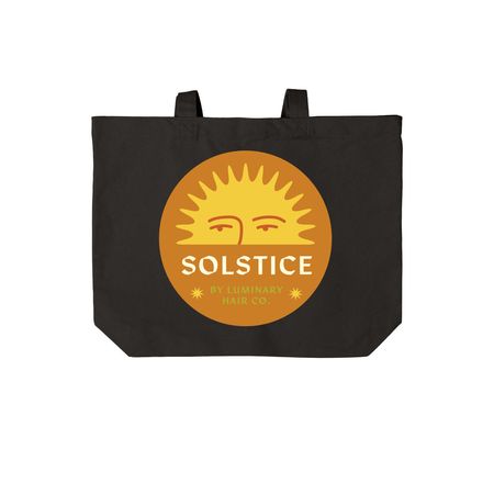 Hello Sunshine Tote, a Deep Black Cotton Canvas Tote Bag