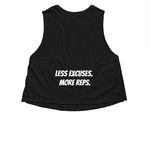 Lift Lodge Studio Apparel&nbsp;, a Solid Black Blend Women?s Cropped Racerback Tank (back-view)