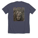 CHESED ? Lion of Judah | Ask Me What It Means, a Heather Midnight Navy Premium Unisex Tee (back-view)