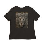 CHESED ? Lion of Judah | Ask Me What It Means, a Black Women?s Relaxed Cotton Tee (back-view)