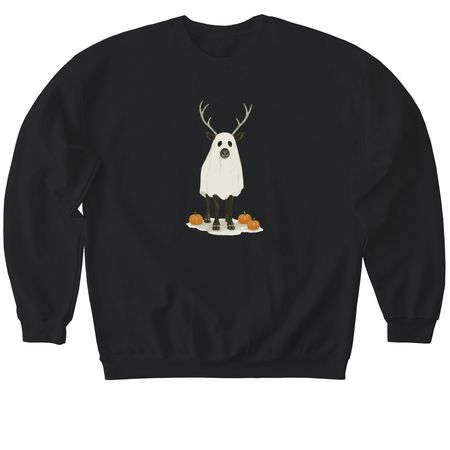 Cari-boo Spooky Halloween Front Decal, a Black Softstyle Crewneck Sweatshirt