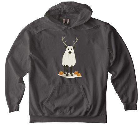 Cari-boo Spooky Halloween Front Decal, a Pepper Comfort Colors Pullover Hoodie