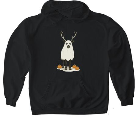 Cari-boo Spooky Halloween Front Decal, a Black Gildan Softstyle Pullover Hoodie
