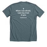Peru Mission Trip!, a Heather Slate Premium Unisex Tee (back-view)